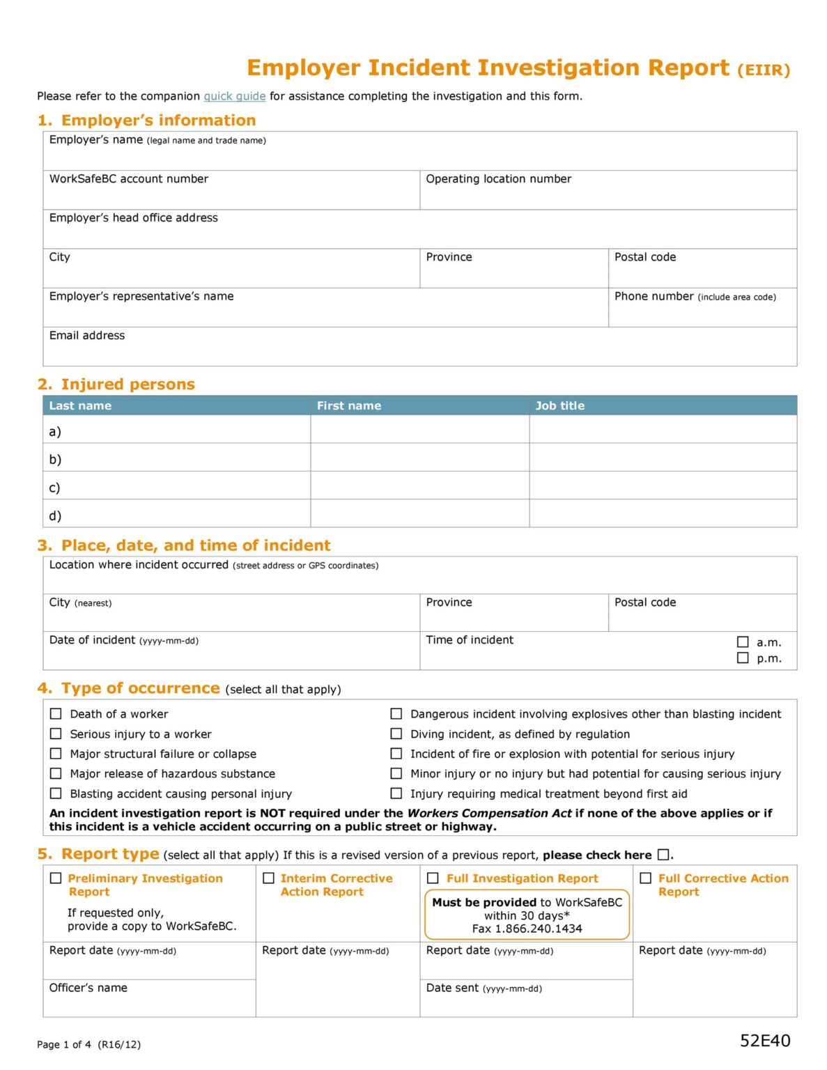 how to make an incident report template