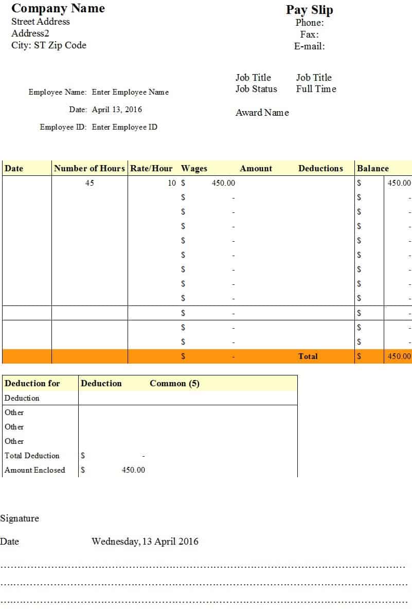 7 Payslip Templates Excel PDF Formats