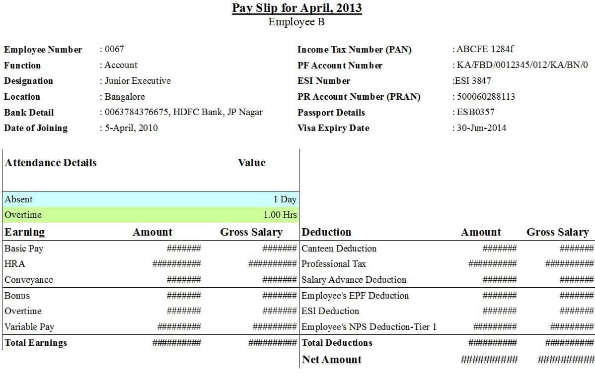 Free Simple Payslip Template Excel ~ Excel Templates