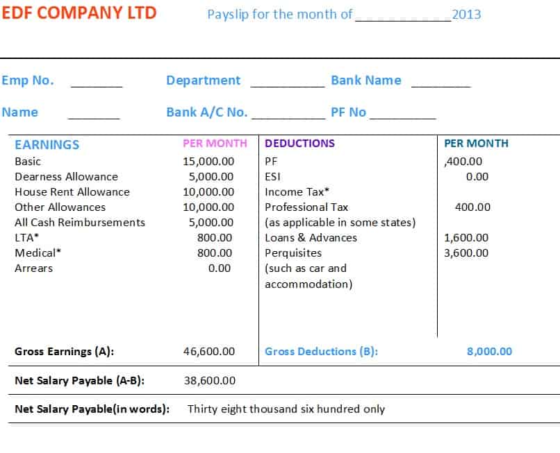 Excel Pay Slip Template Singapore Salary Sheet Excel Format