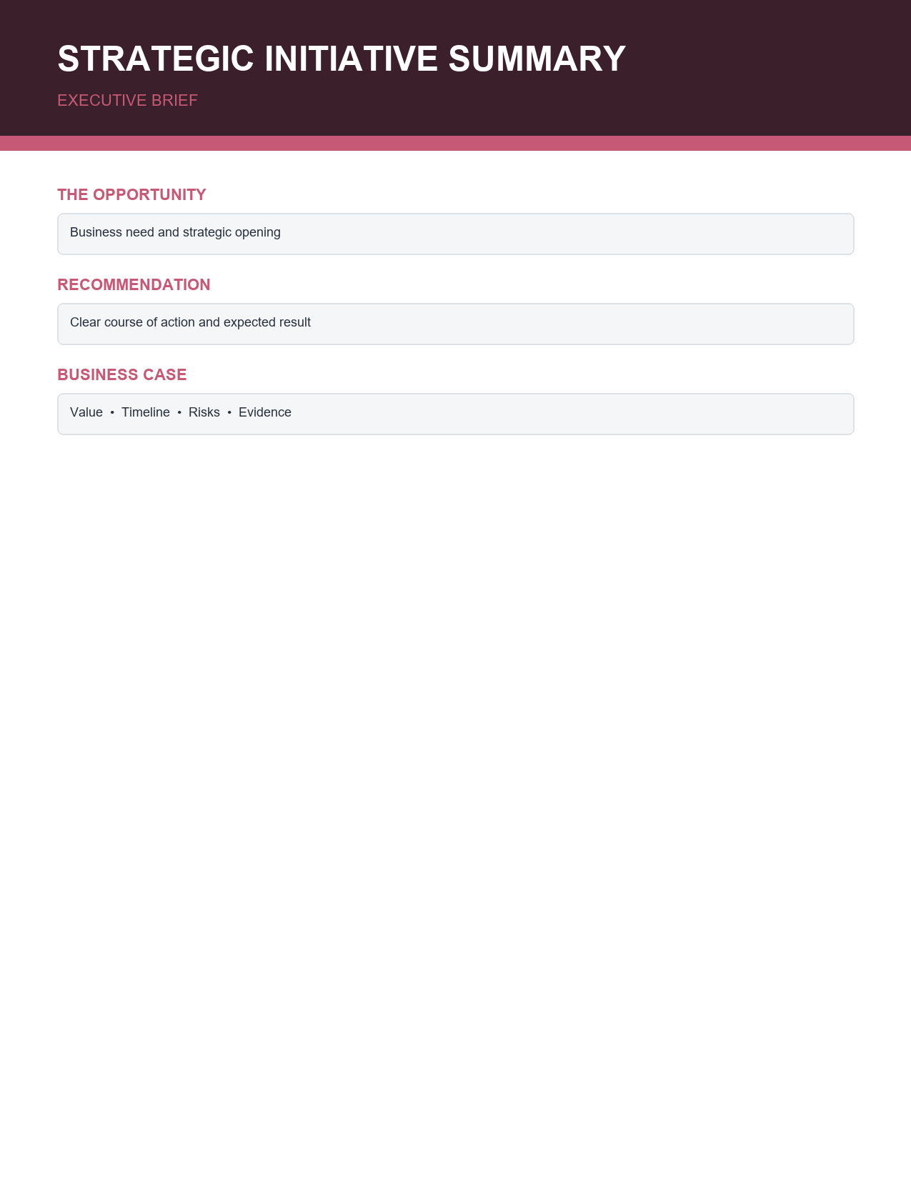 Burgundy editorial executive summary template preview