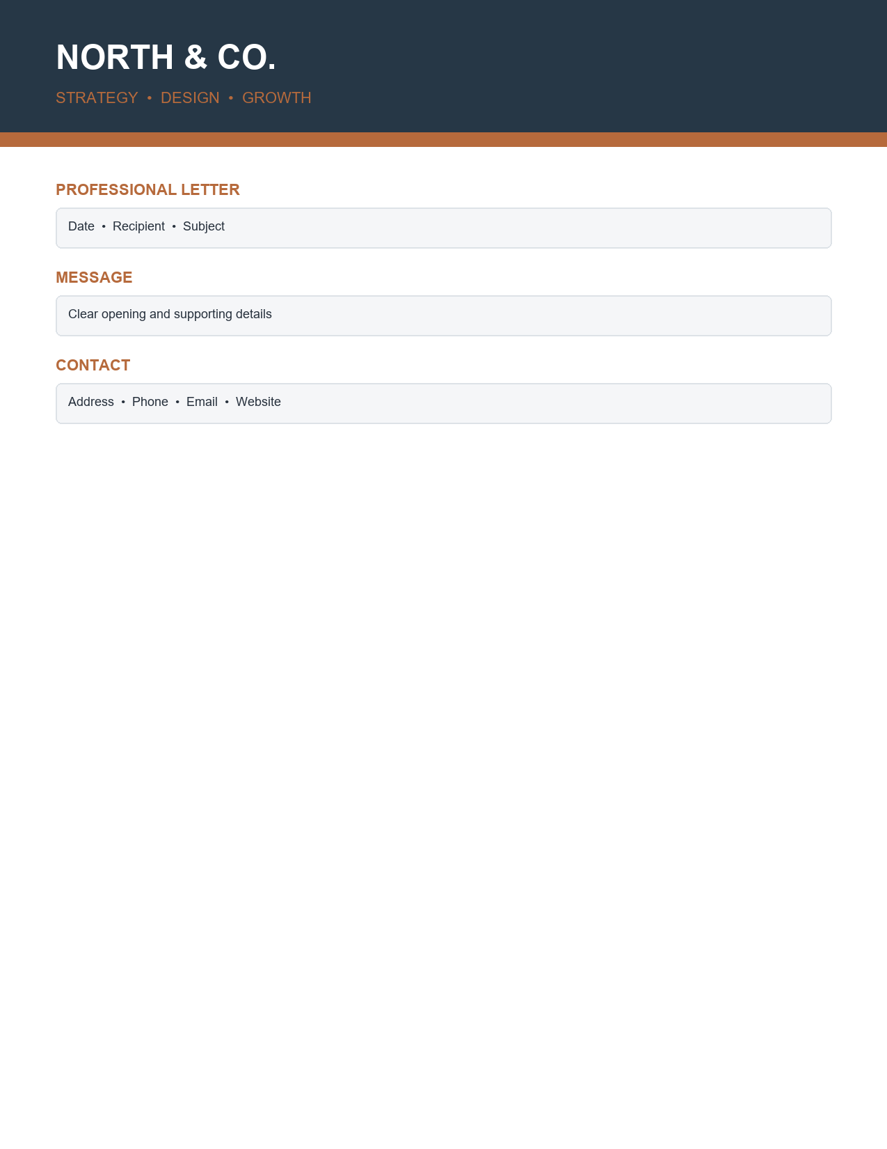 Minimal slate and copper company letterhead template preview