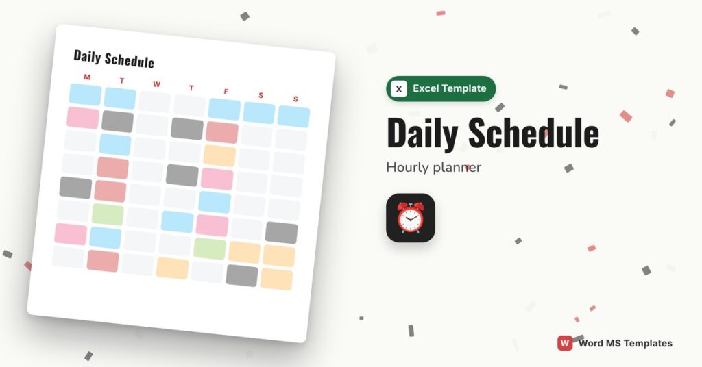 Daily Schedule Template for Excel – Free Printable Hourly Planner