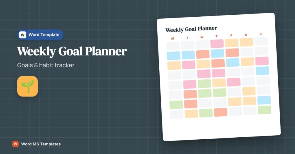 Weekly Goal Planner Template for Word – Free Printable Goals & Habit Tracker