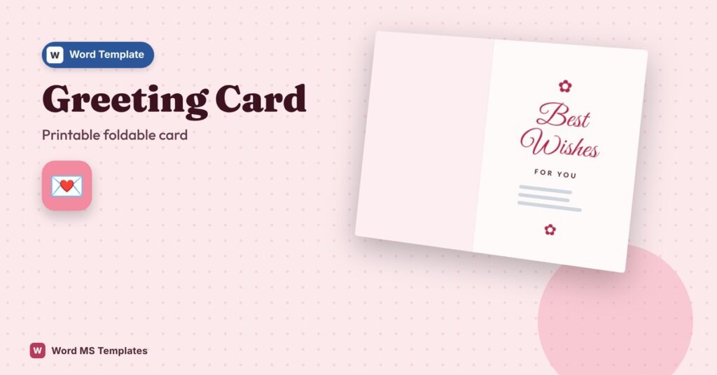 Greeting Card Template for Word – Free Printable Foldable Card