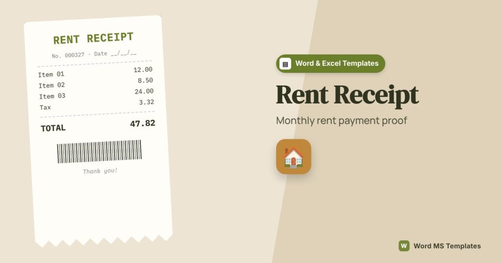 Rent Receipt Templates – Free Printable Rent Receipts for Word & Excel