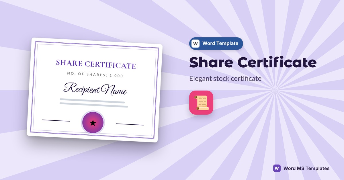 Share Certificate Template for Word preview