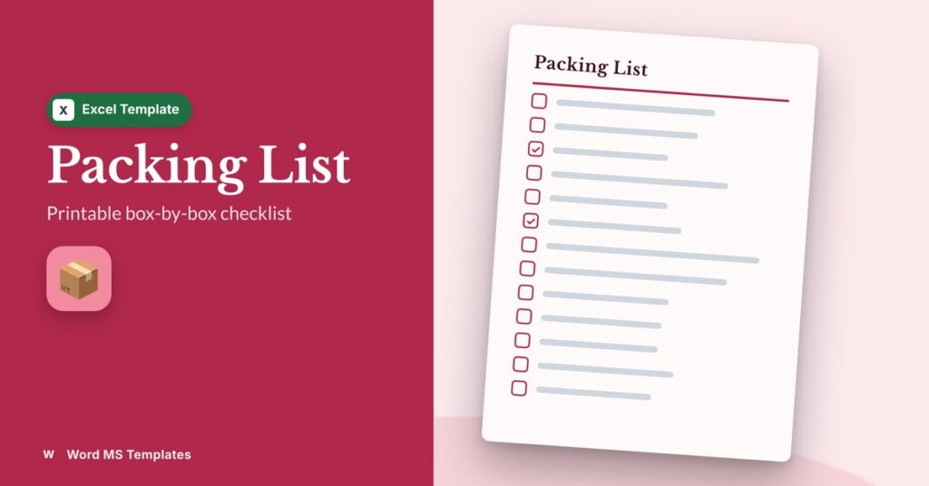 Packing List Template for Excel with Printable Checklist