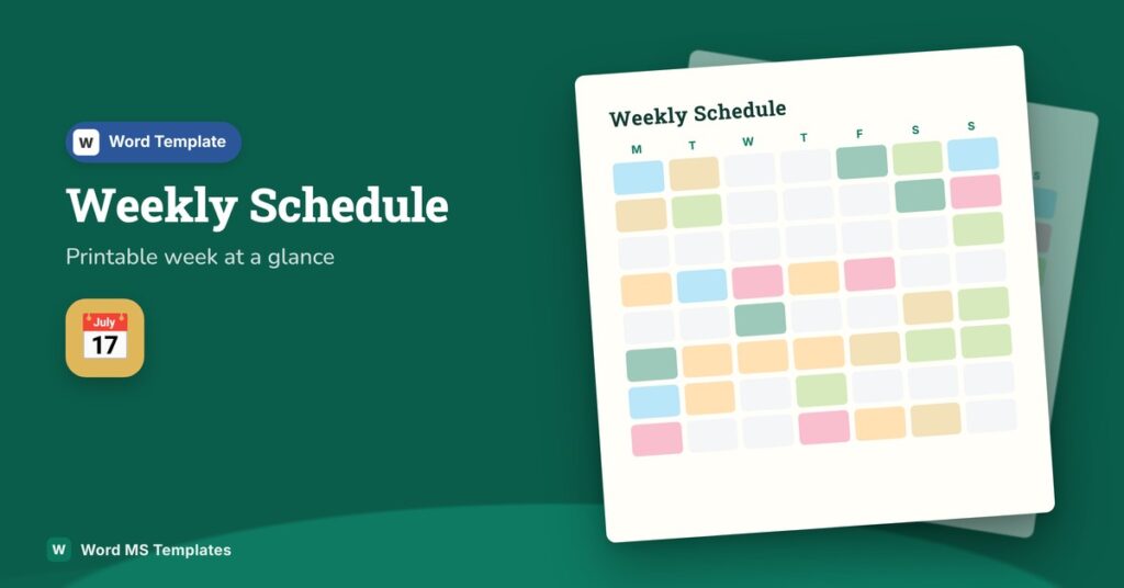 Weekly Schedule Templates – Free Printable Weekly Schedules (PDF & Word)