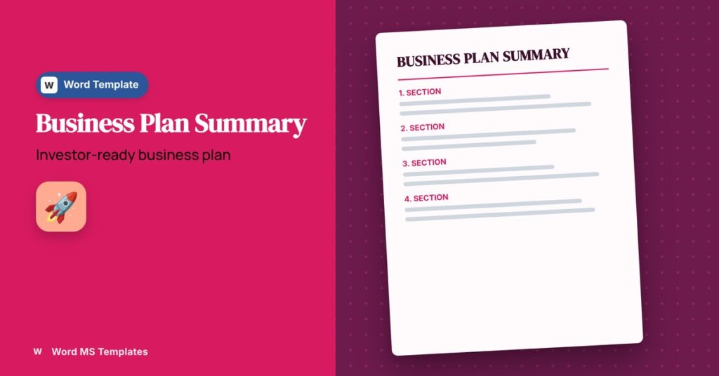 Business Plan Executive Summary Template for Word – Free Investor-Ready Format