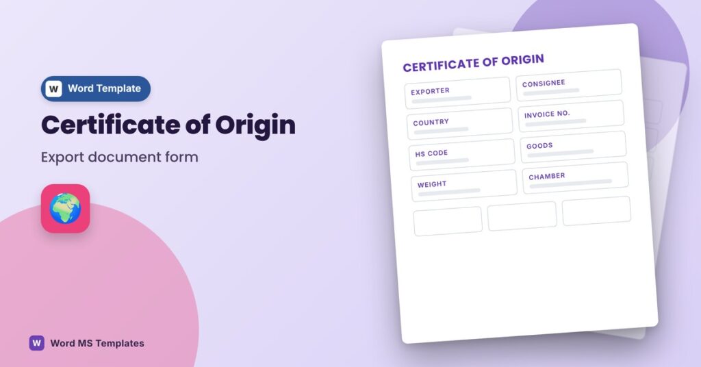 Certificate of Origin Template for Word – Free Export Document Form