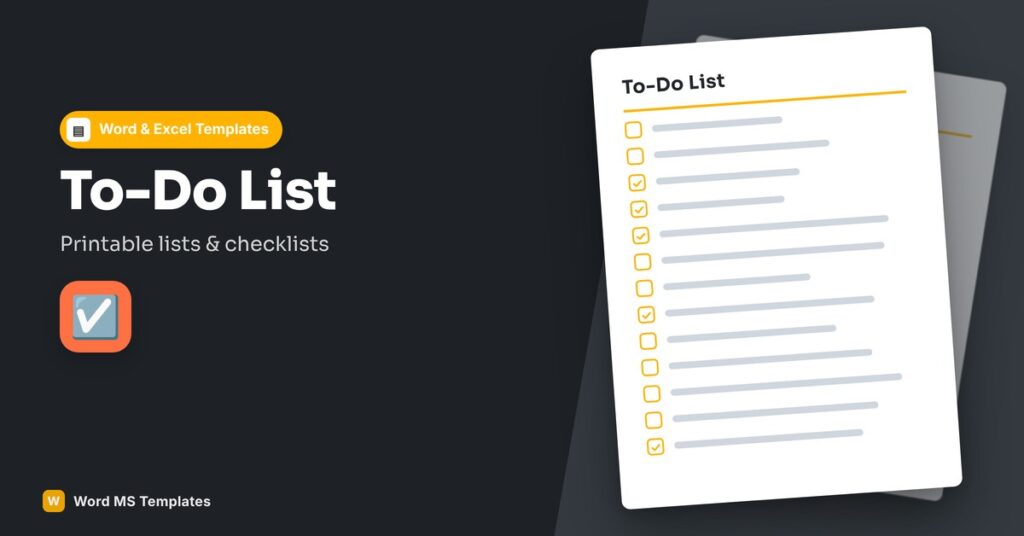 To Do List Templates – Free Printable To-Do Lists & Checklists (Word & Excel)