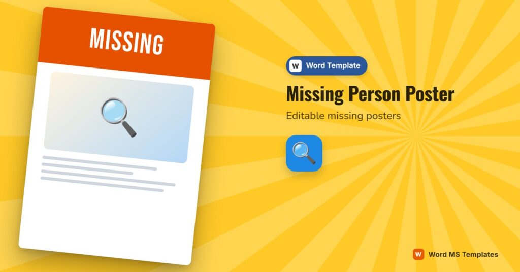 Missing Person Poster Templates – Free Editable Word Missing Posters