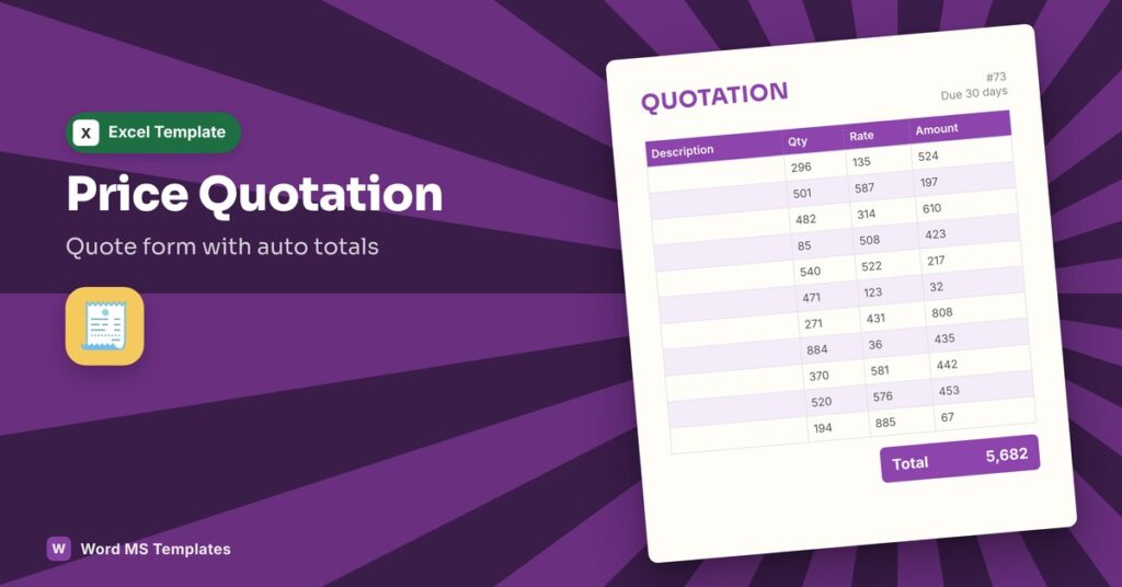 Quotation Template for Excel – Free Price Quote Form with Auto Totals
