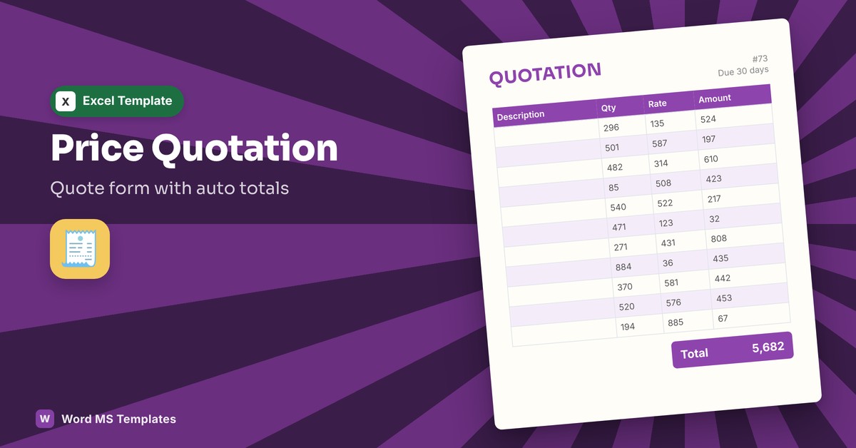 Quotation Template for Excel preview