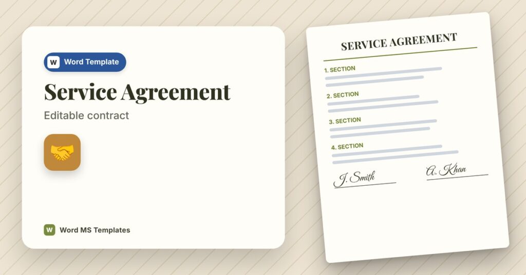 Service Agreement Template for Word – Free Editable Contract