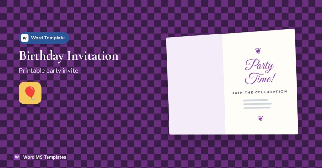 Birthday Invitation Template for Word – Free Printable Party Invite